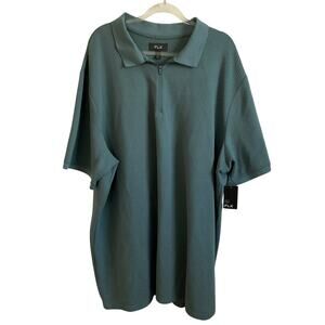 FLX Men’s Big and Tall Textured Green Polo Athleisure Business Casual 4XB NEW